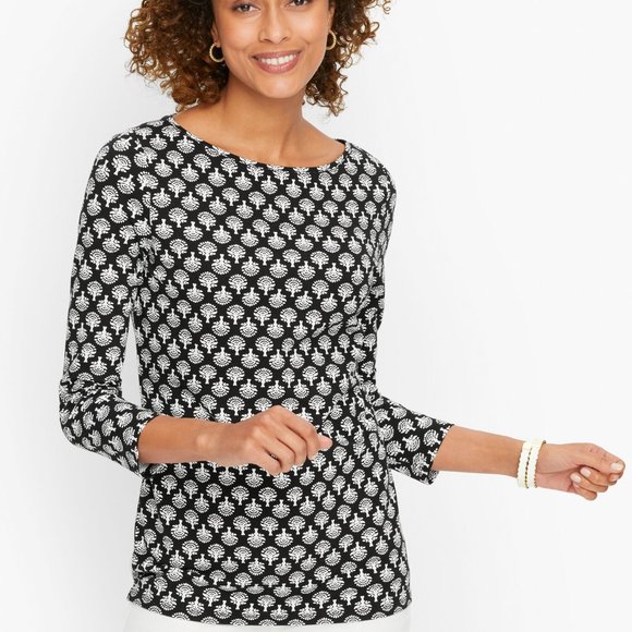 NWT Talbots Tee Black and White 3/4 Sleeve Size XS* - Picture 5 of 6